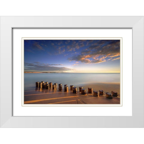 Diagonale White Modern Wood Framed Art Print with Double Matting by Bertrande, Arnaud