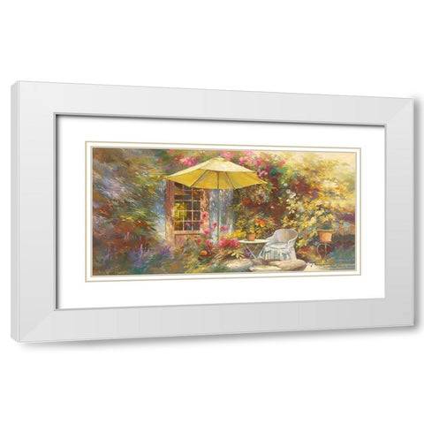 La terrasse de Marie White Modern Wood Framed Art Print with Double Matting by Messely, Johan