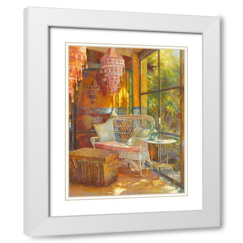 Ambiance exotique White Modern Wood Framed Art Print with Double Matting by Messely, Johan