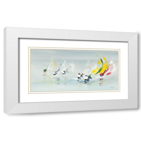 Les Spi jaunes White Modern Wood Framed Art Print with Double Matting by de Courcy, Gerard