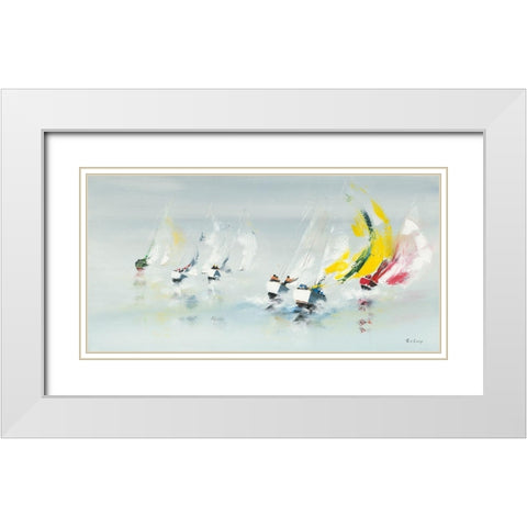 Les Spi jaunes White Modern Wood Framed Art Print with Double Matting by de Courcy, Gerard
