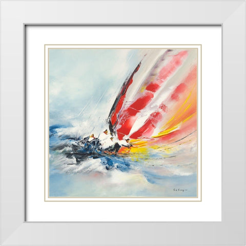 Gros temps White Modern Wood Framed Art Print with Double Matting by de Courcy, Gerard