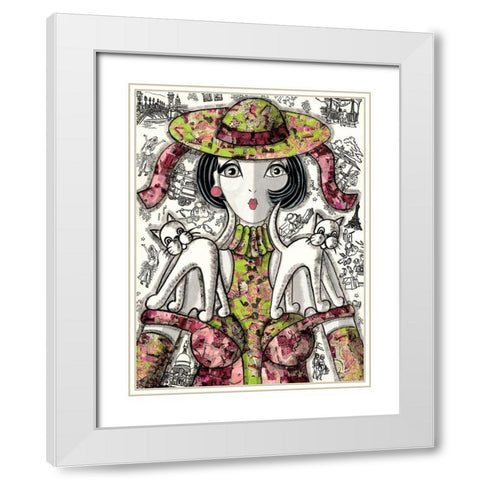 Calins White Modern Wood Framed Art Print with Double Matting by MIROTA