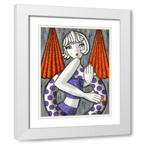 Cet ete White Modern Wood Framed Art Print with Double Matting by MIROTA