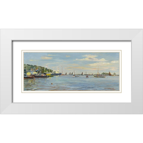 Skûtsjesilen Traditional Sailing White Modern Wood Framed Art Print with Double Matting by Koopmans, Gosse