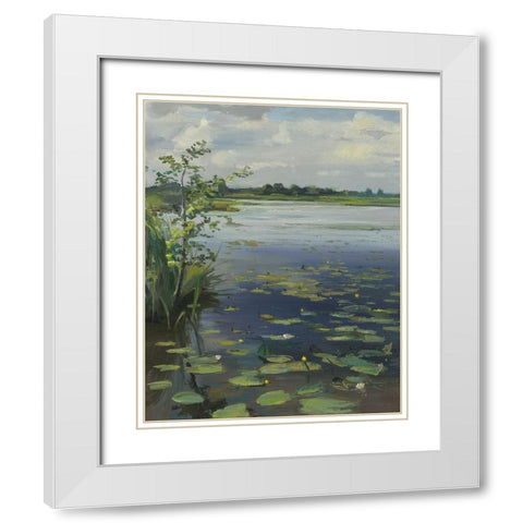 Water Lilies Earnewald II White Modern Wood Framed Art Print with Double Matting by Koopmans, Gosse