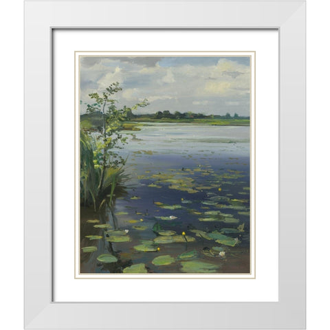 Water Lilies Earnewald II White Modern Wood Framed Art Print with Double Matting by Koopmans, Gosse