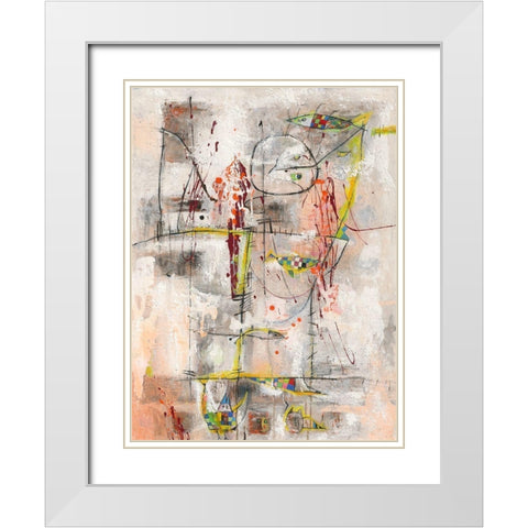 Engel mit grunem Auge und grunem Fisch White Modern Wood Framed Art Print with Double Matting by Luci