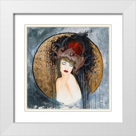 Fleur de Peau White Modern Wood Framed Art Print with Double Matting by Maugeri, Valerie