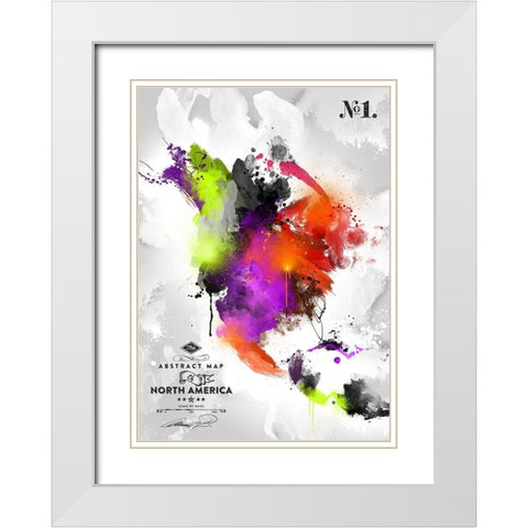 Abstract America-No. 1 White Modern Wood Framed Art Print with Double Matting by Mikael D. Design
