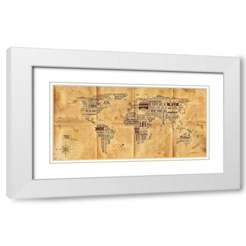 World of Life-Seachart White Modern Wood Framed Art Print with Double Matting by Mikael D. Design