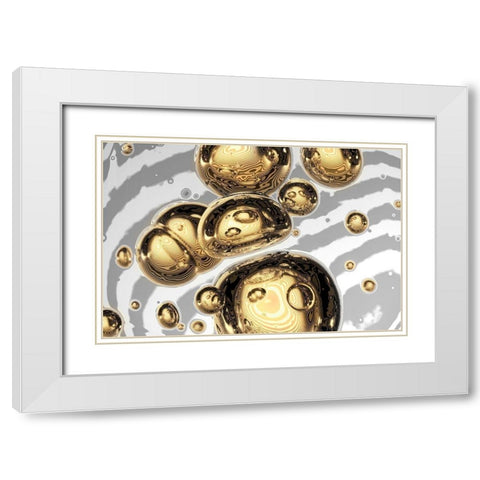 Golden Bubble White Modern Wood Framed Art Print with Double Matting by Steger, Uwe