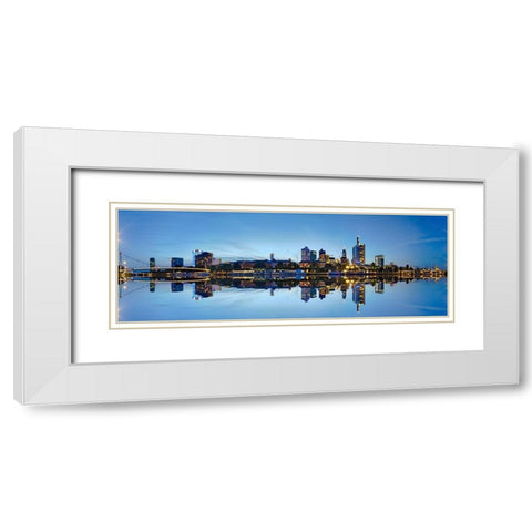 Frankfurt - Panorama White Modern Wood Framed Art Print with Double Matting by Fischer, Rolf