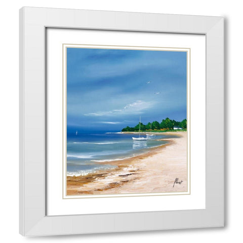 Plage bretonne White Modern Wood Framed Art Print with Double Matting by Flanet, Frederic