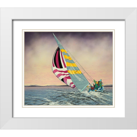 Morning Star White Modern Wood Framed Art Print with Double Matting by Black, Karl