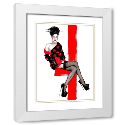 Redflower White Modern Wood Framed Art Print with Double Matting by Horwath, Sara