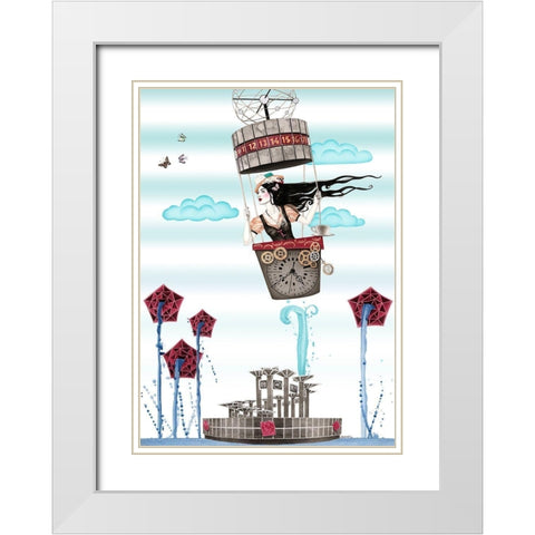 Weltzeituhr White Modern Wood Framed Art Print with Double Matting by Horwath, Sara