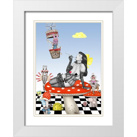 Alice Wonderland White Modern Wood Framed Art Print with Double Matting by Horwath, Sara
