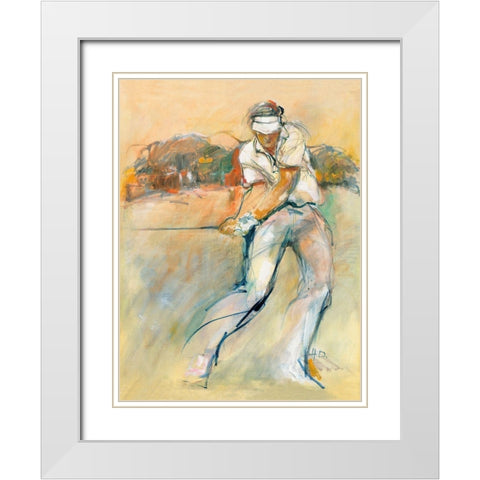 In Full Swing White Modern Wood Framed Art Print with Double Matting by Declercq, Huguette