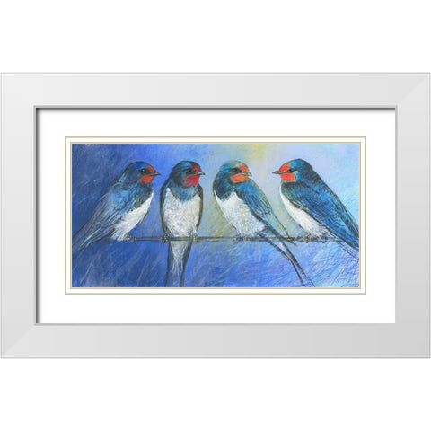 Swallows White Modern Wood Framed Art Print with Double Matting by Botman, Loes