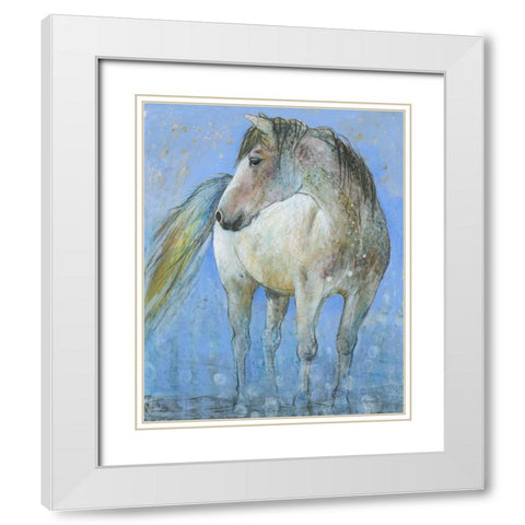 Horse White Modern Wood Framed Art Print with Double Matting by Botman, Loes
