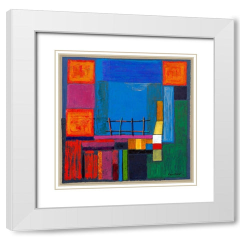 terrasse avec vue mer White Modern Wood Framed Art Print with Double Matting by Roudine, Noëlle