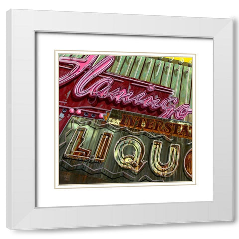 Flamingo Liquor s White Modern Wood Framed Art Print with Double Matting by van Sprengel, Didier