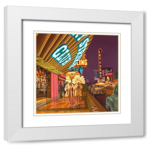 Lucky Strike Club White Modern Wood Framed Art Print with Double Matting by van Sprengel, Didier