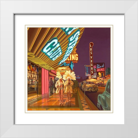Lucky Strike Club White Modern Wood Framed Art Print with Double Matting by van Sprengel, Didier