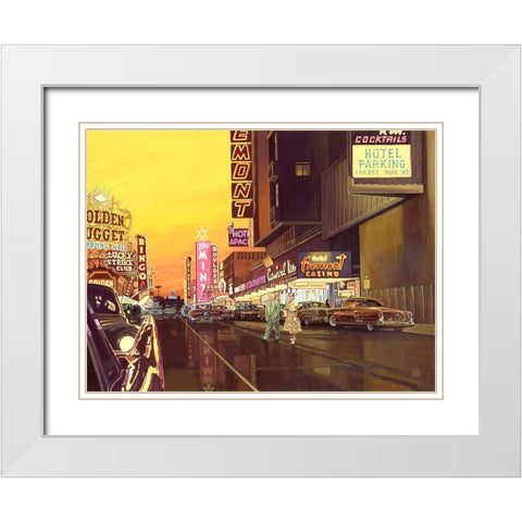Fremont Hotel White Modern Wood Framed Art Print with Double Matting by van Sprengel, Didier