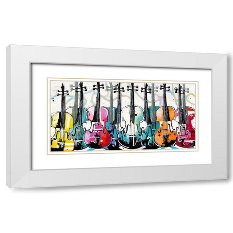 Variations for violins White Modern Wood Framed Art Print with Double Matting by Cornee, Patrick