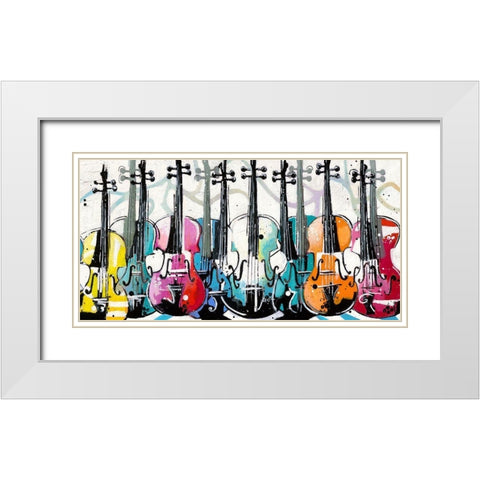 Variations for violins White Modern Wood Framed Art Print with Double Matting by Cornee, Patrick