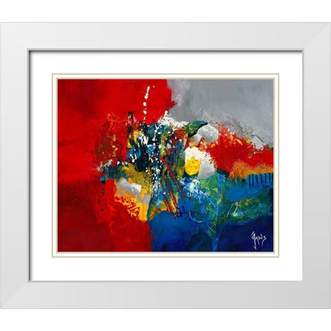 Instant de bonheur White Modern Wood Framed Art Print with Double Matting by Jadis