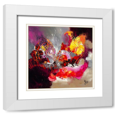 Joie de vivre White Modern Wood Framed Art Print with Double Matting by Jadis