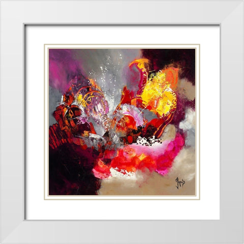 Joie de vivre White Modern Wood Framed Art Print with Double Matting by Jadis