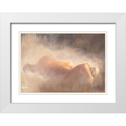 Nude I White Modern Wood Framed Art Print with Double Matting by Mallo, Pierre