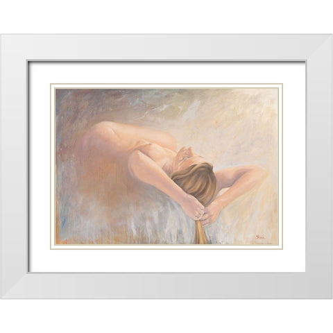 Nude II White Modern Wood Framed Art Print with Double Matting by Mallo, Pierre