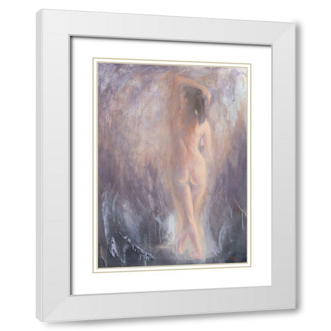 Nude VI White Modern Wood Framed Art Print with Double Matting by Mallo, Pierre