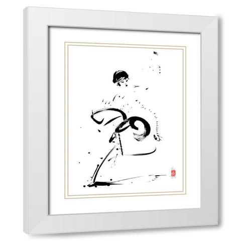 Fleur de tendresse White Modern Wood Framed Art Print with Double Matting by Hanniet, Marc