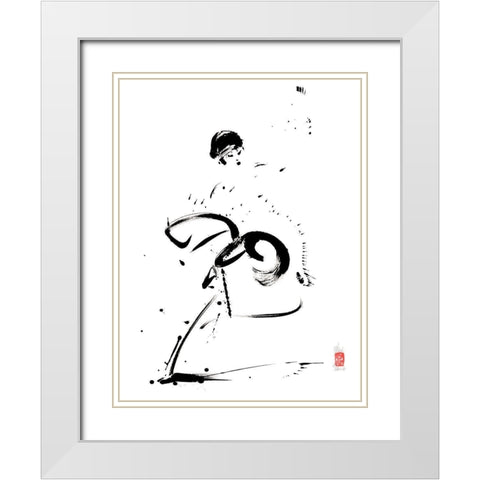 Fleur de tendresse White Modern Wood Framed Art Print with Double Matting by Hanniet, Marc