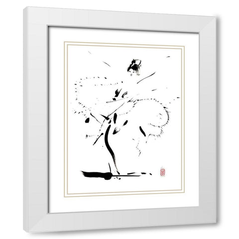 Comme une fleur-legere White Modern Wood Framed Art Print with Double Matting by Hanniet, Marc