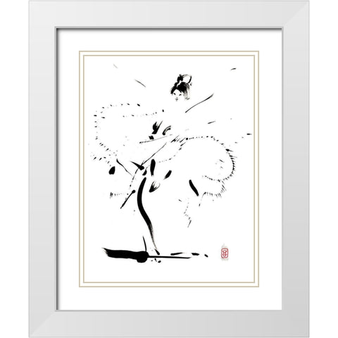 Comme une fleur-legere White Modern Wood Framed Art Print with Double Matting by Hanniet, Marc