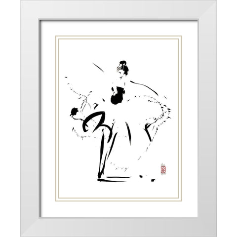 Affirmee sur ses pointes White Modern Wood Framed Art Print with Double Matting by Hanniet, Marc