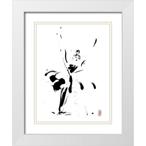 Le salut de la belle White Modern Wood Framed Art Print with Double Matting by Hanniet, Marc