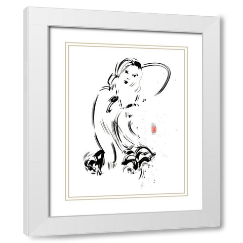 Sa nuisette comme un pays sage White Modern Wood Framed Art Print with Double Matting by Hanniet, Marc