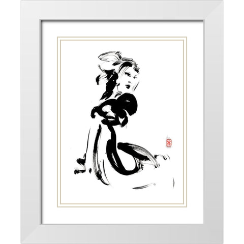 Lassurance du charme White Modern Wood Framed Art Print with Double Matting by Hanniet, Marc