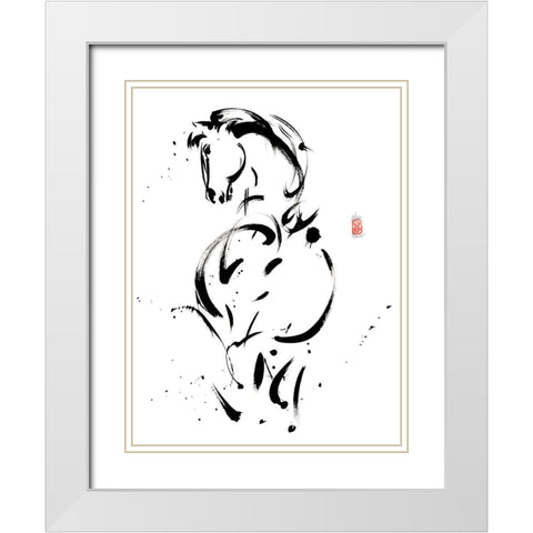 Allegrement au petit trot White Modern Wood Framed Art Print with Double Matting by Hanniet, Marc