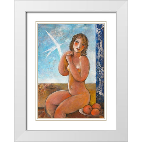 Jeunesse White Modern Wood Framed Art Print with Double Matting by Hanniet, Marc