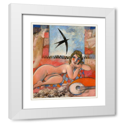 En chaque francaise sommeille une parisienne White Modern Wood Framed Art Print with Double Matting by Hanniet, Marc