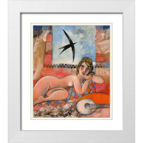 En chaque francaise sommeille une parisienne White Modern Wood Framed Art Print with Double Matting by Hanniet, Marc